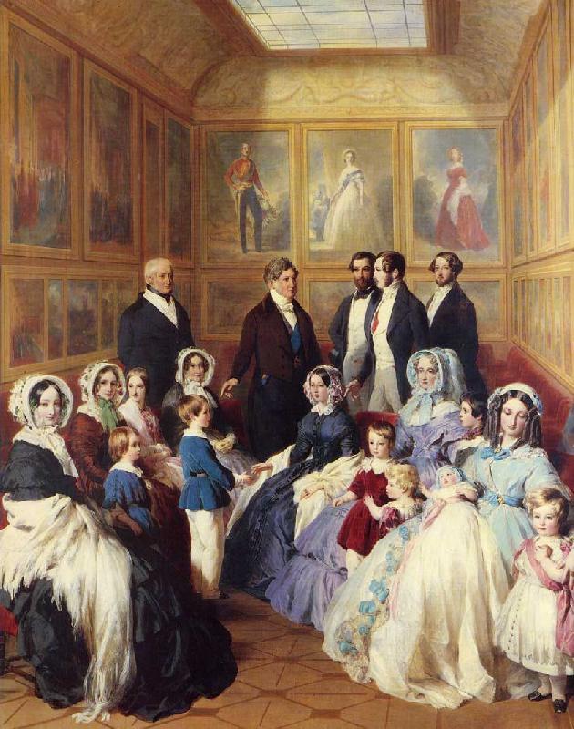 Franz Xaver Winterhalter Queen Victoria and Prince Albert with the Family of King Louis Philippe at the Chateau D'Eu Germany oil painting art